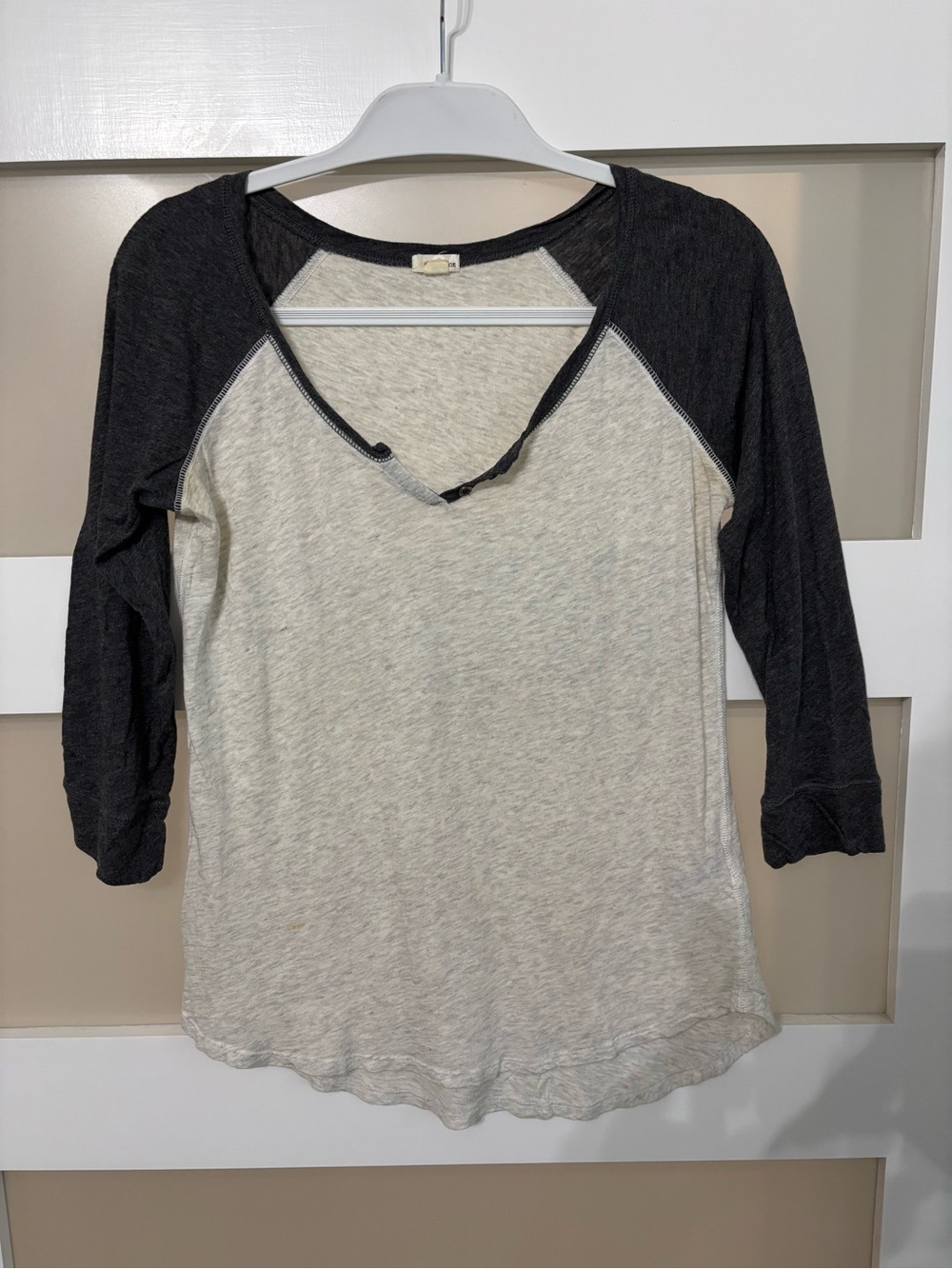 Garage Two-Tone Raglan Long Sleeve Top - Black & Cream